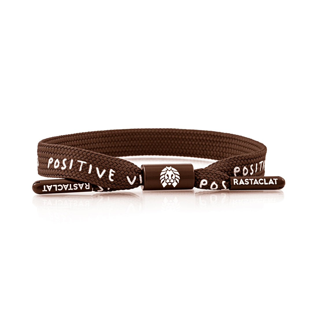 Mocha "Positive Vibes" Printed Single Lace Bracelet