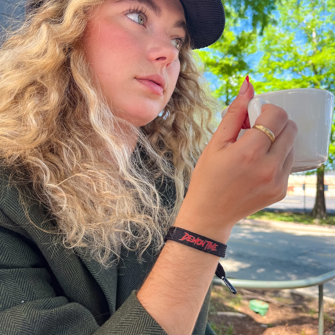 "Demon Time" Printed Single Lace Bracelet