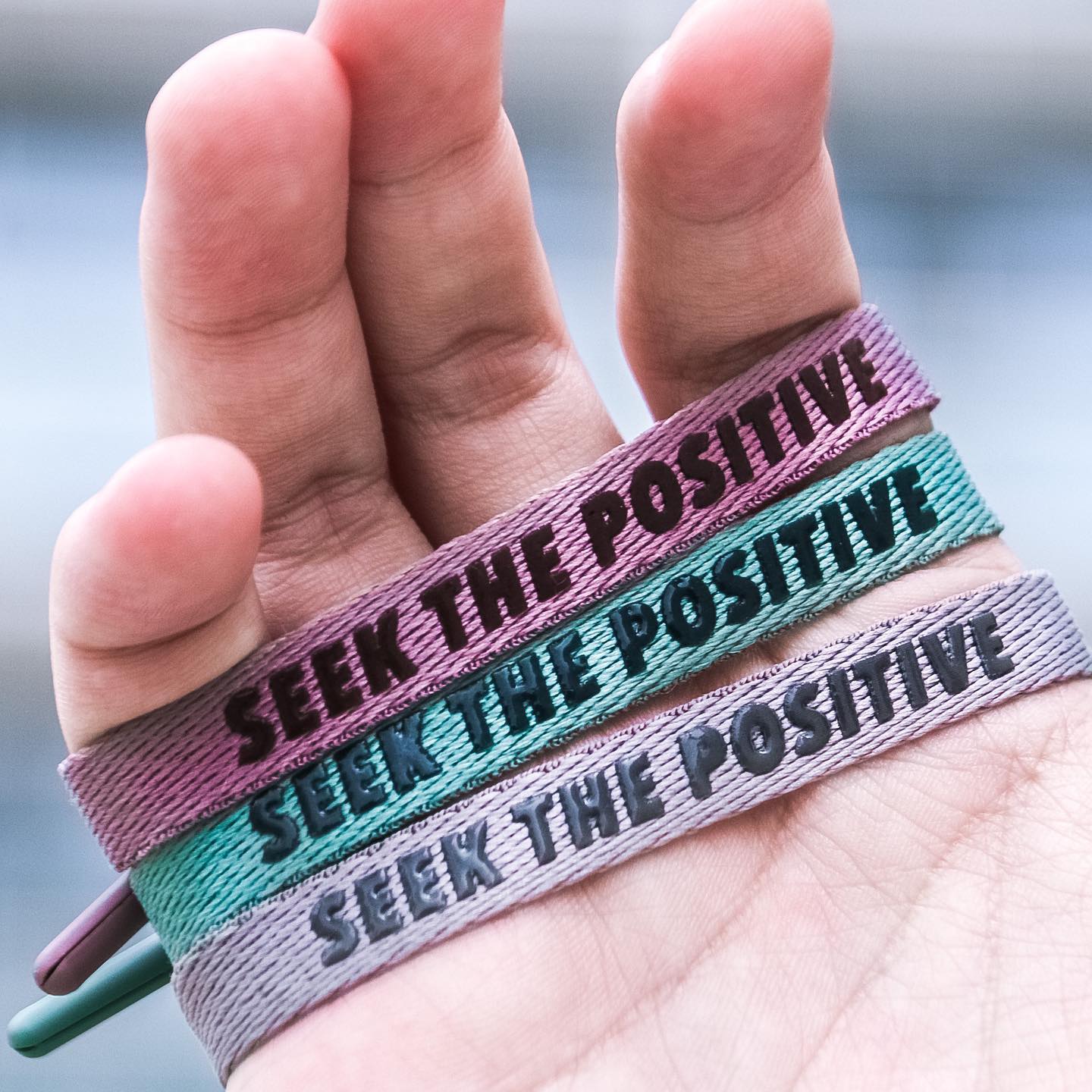 "Seek the Positive" Printed Single Lace Bracelet