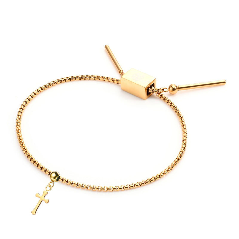 Cross Premium Charm + Gold Base Bracelet