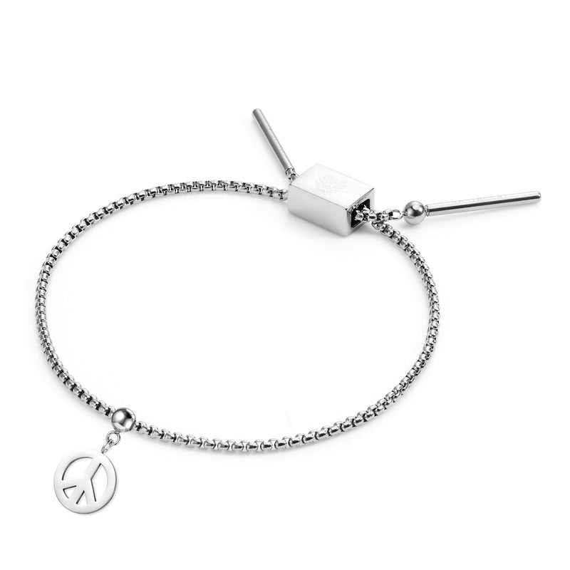 Peace Premium Charm + Silver Base Bracelet